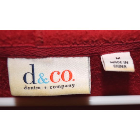 D & Co Red Fleece Zip Hoodie size Medium - Picture 5 of 5
